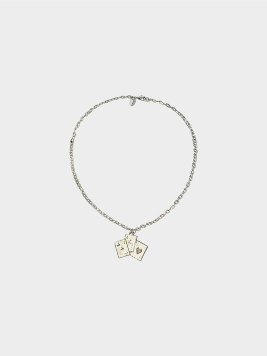 Vivienne Westwood 2010s Silver and White Playing Cards Orb Necklace