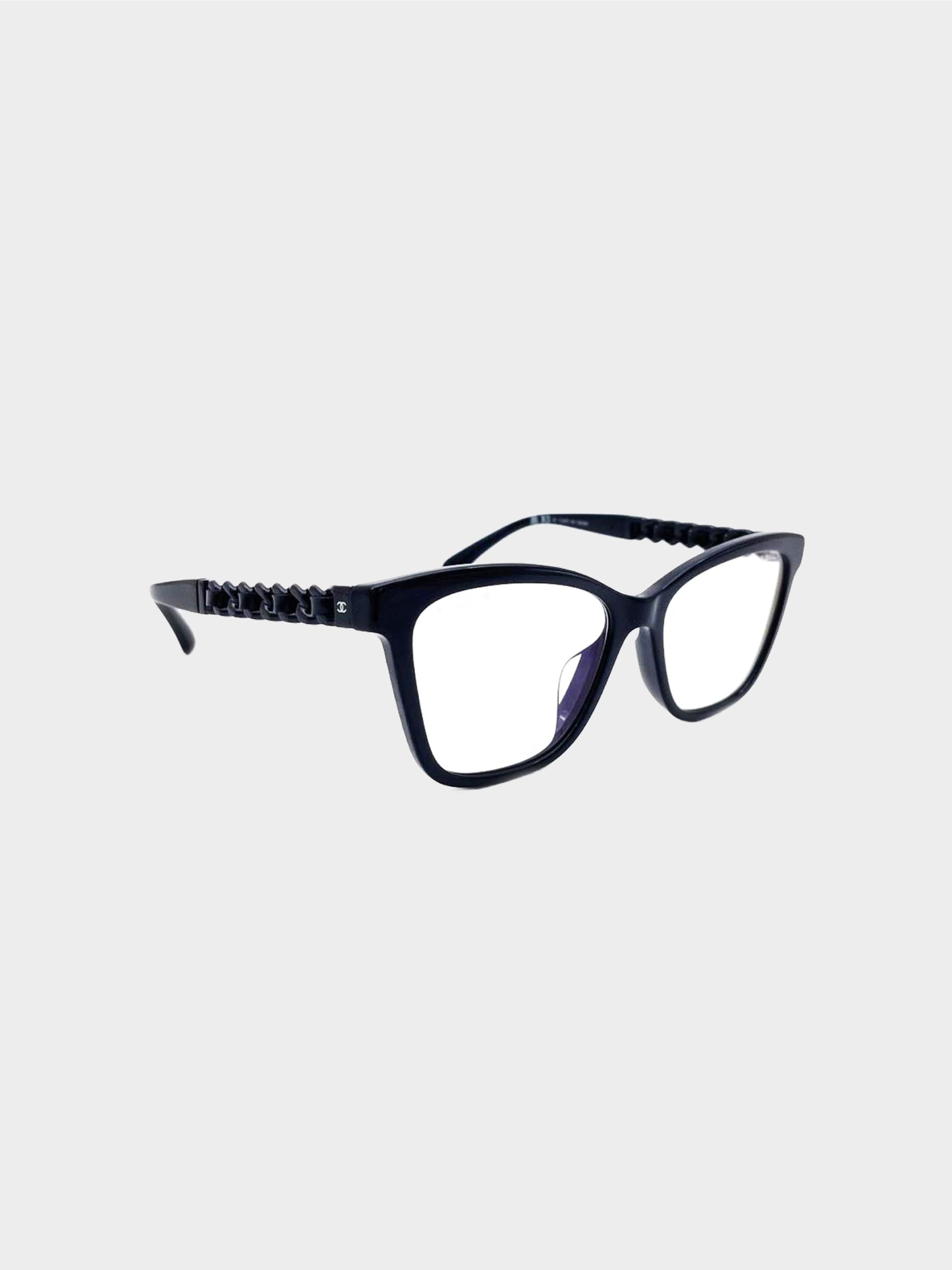 Chanel 2020s Black CC Logo Square Blue Light Eyeglasses