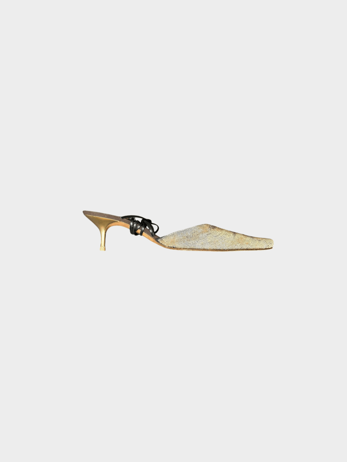 Giuseppe Zanotti 2000s Beaded Wrap Pointed Toe Kitten Heels