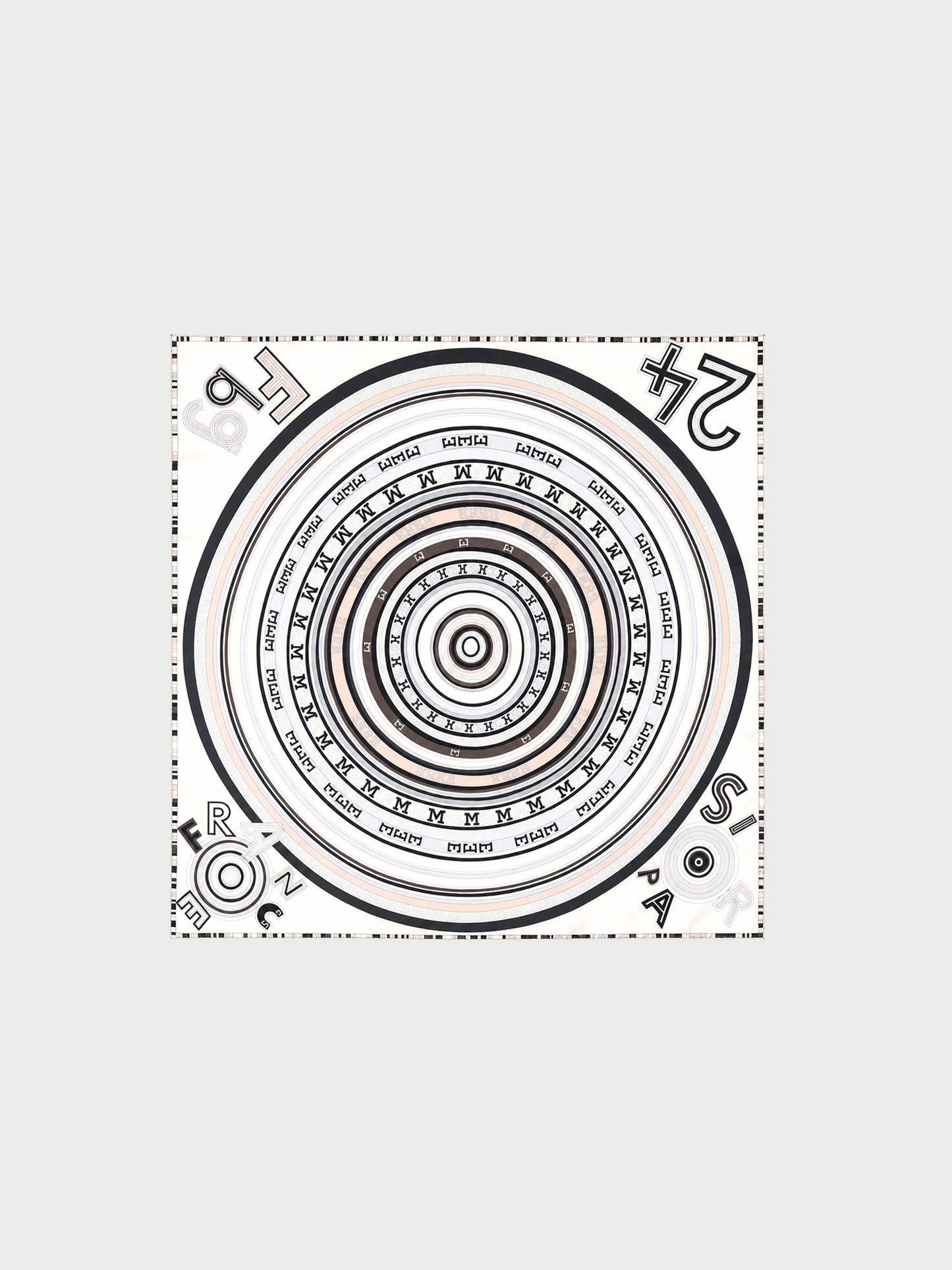 Hermès 2000s White Silk Tohu Bohu Chaos Carré 90 Scarf