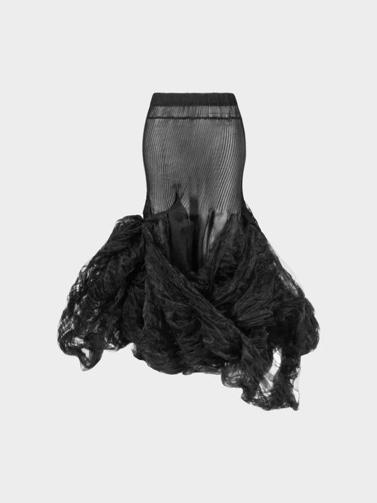 Jean Paul Gaultier 2000s Rare Black Silk Chiffon Balloon Skirt