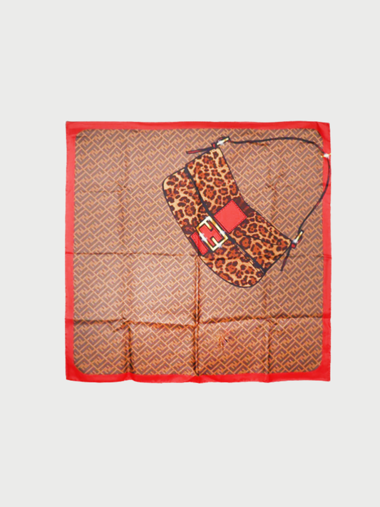 Fendi 2000s Brown Wool Zucca Bag Motif Scarf
