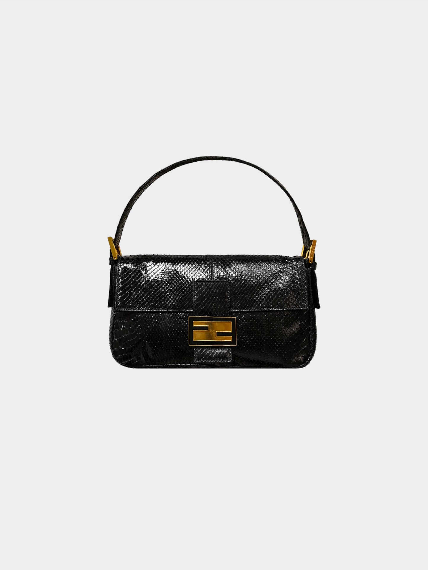 Fendi 2010s Limited Edition Black Snakeskin Baguette