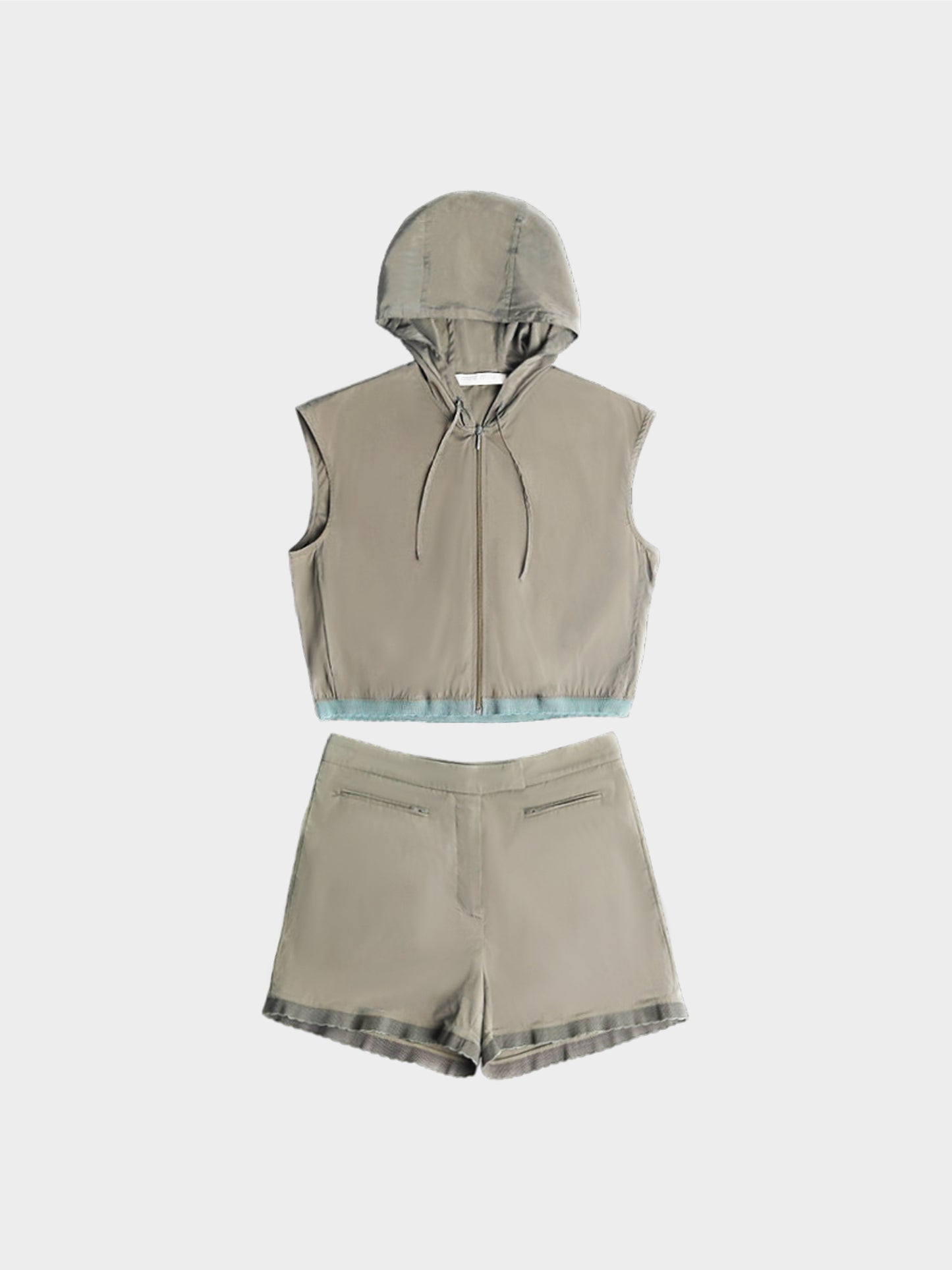 Miu Miu SS 1998 Grey Hooded Top and Shorts Set