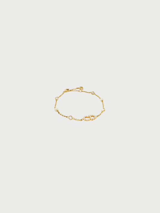 Christian Dior 2020s Gold Plated Metal Pearl Rhinestone Clair D Lune Bracelet