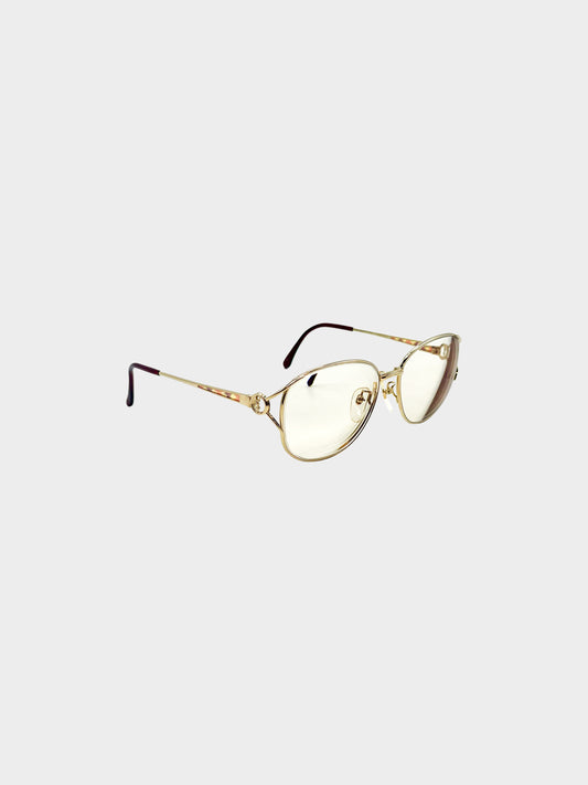 Yves Saint Laurent 2000s Vintage Gold Metal 30-4656 Round Eyeglasses