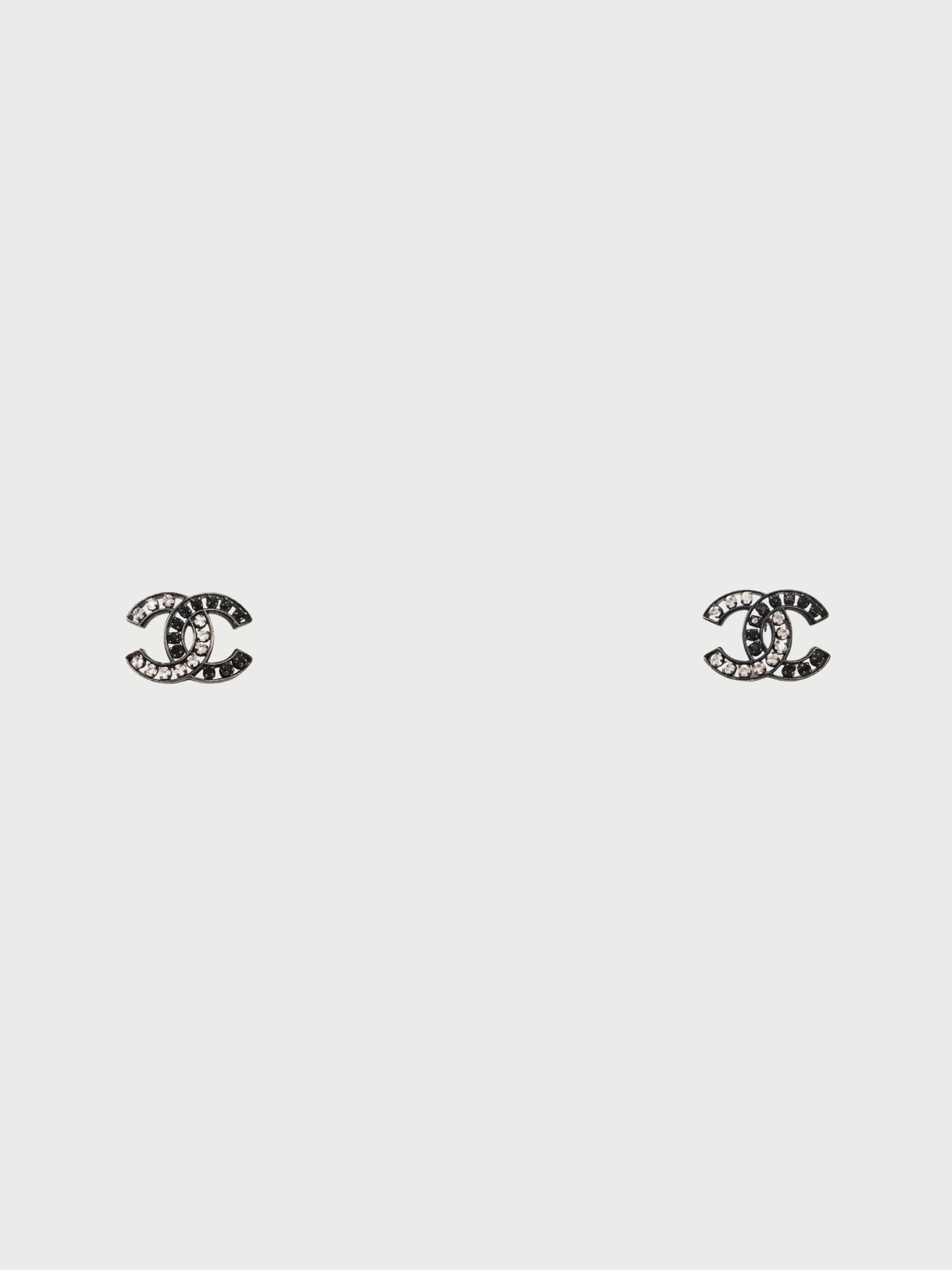 Chanel 2014 Black Plated Metal COCO Rhinestone Earrings