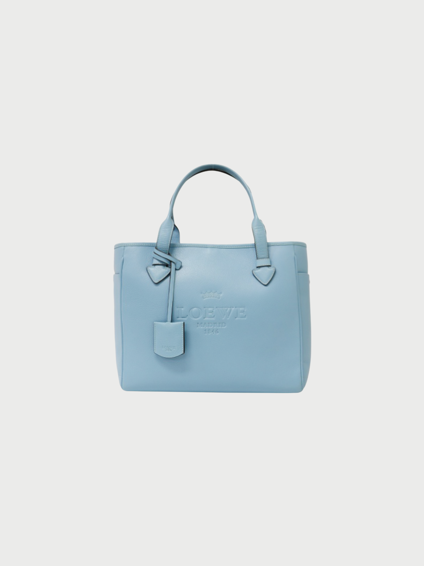 Loewe 2010s Light Blue Leather Heritage Tote Bag