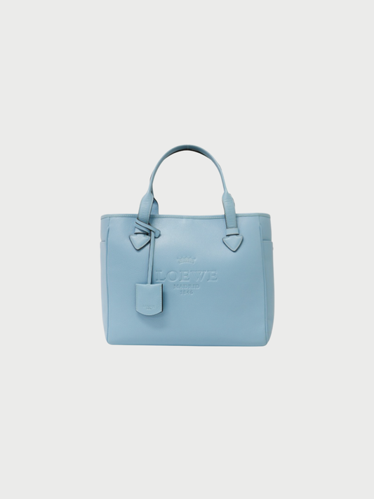 Loewe 2010s Light Blue Leather Heritage Tote Bag