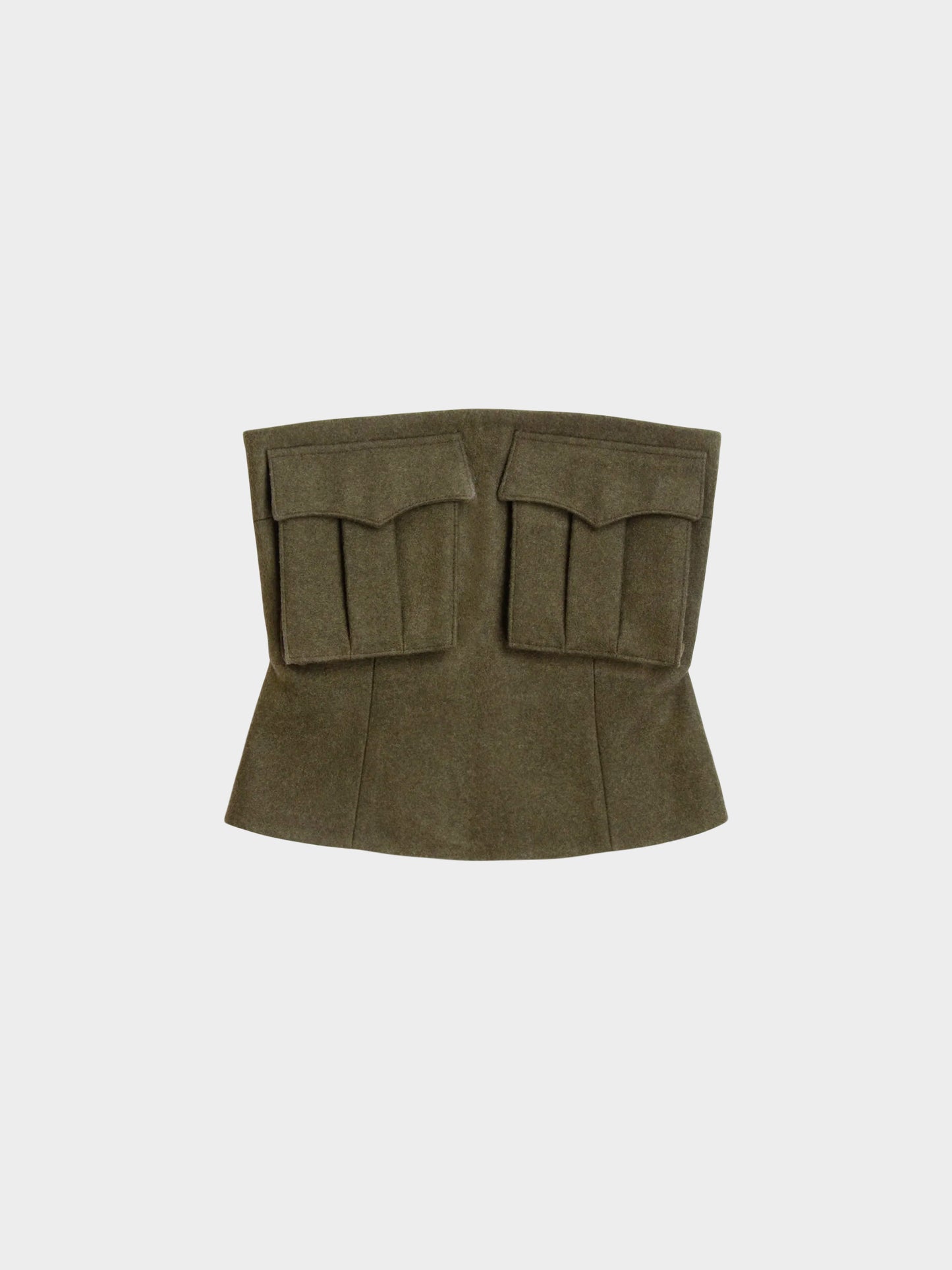 Prada FW 2019 Green Felt Military Bustier Top