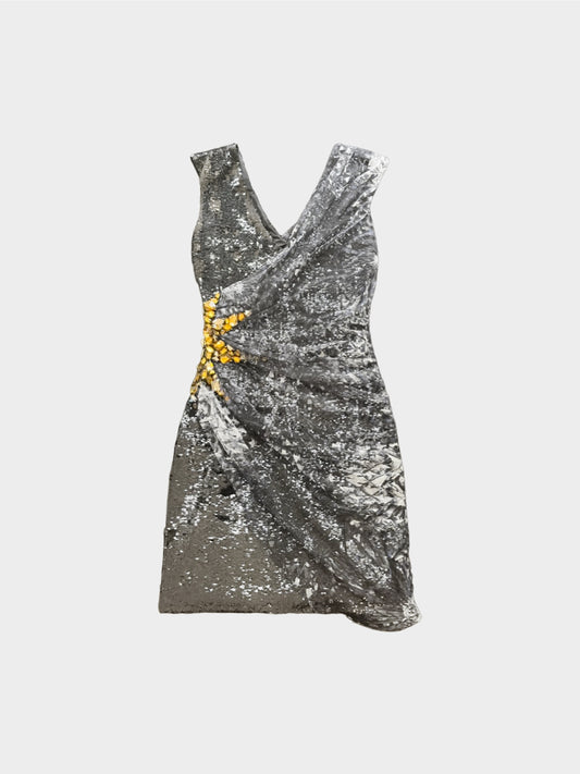 Roberto Cavalli 2000s Snakeskin-Effect Sequin Mini Dress