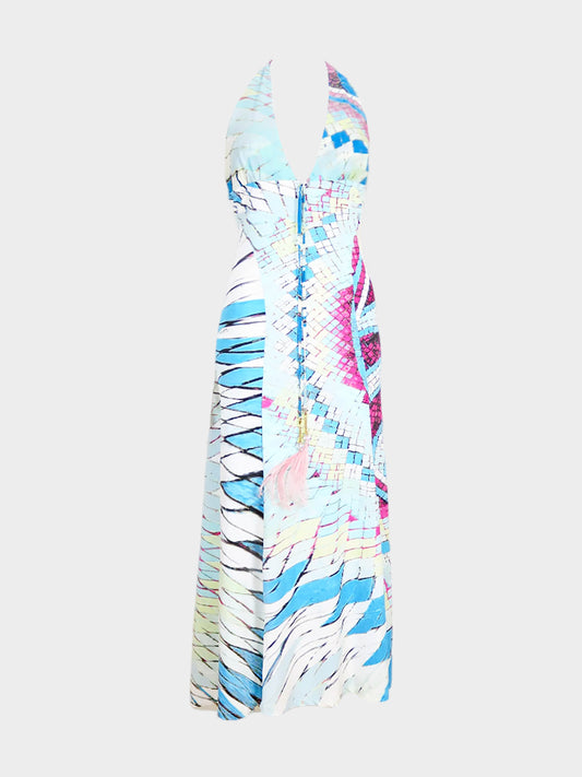 Roberto Cavalli SS 2004 Multicolor Geometric and Mosaic Print Maxi Dress
