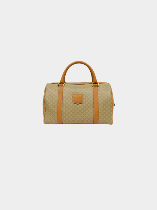 Celine 2000s Beige Macadam Blazon PVC Boston Bag