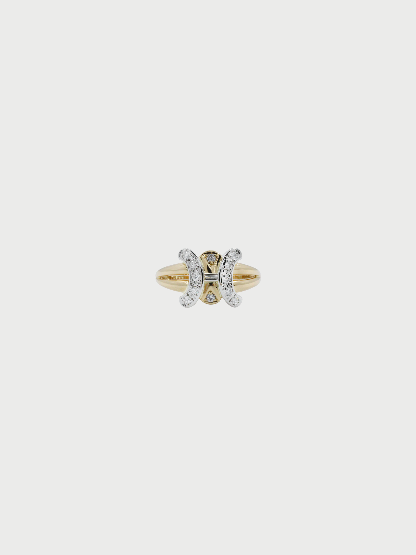Celine 2000s Gold Platinum Diamond Macadam Ring