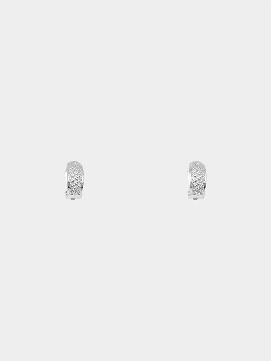 Christian Dior 1980s Silver Woven Pattern Clip-On Earrings