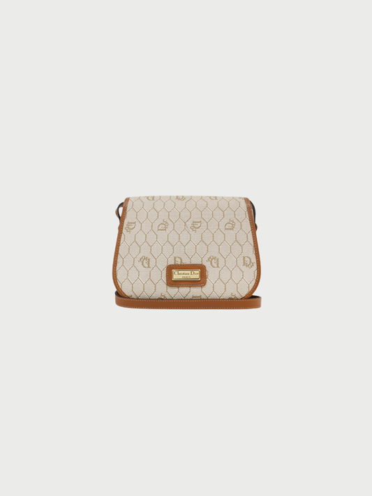 Christian Dior 1980s Beige Honeycomb PVC Mini Shoulder Bag