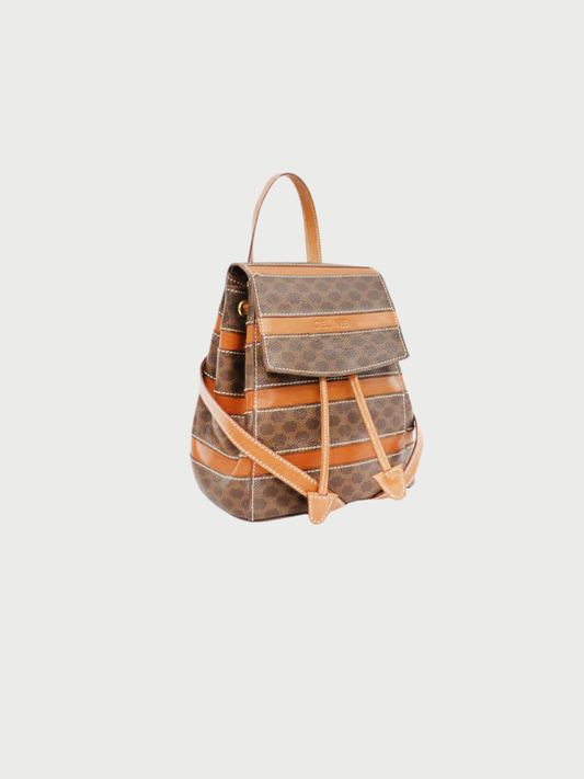 Celine 1990s Brown Macadam PVC Backpack