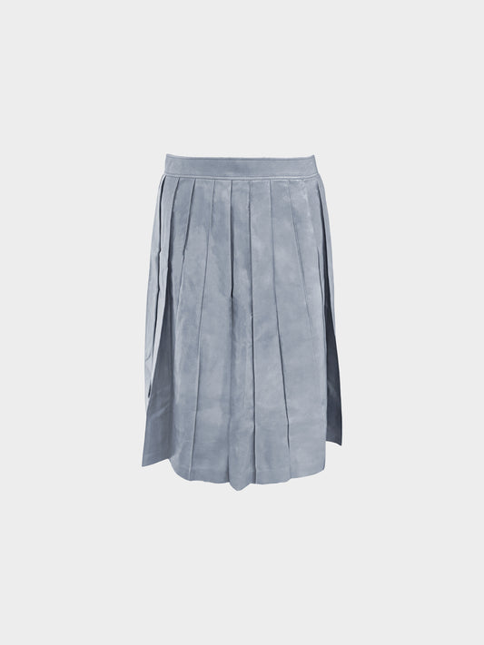 Bottega Veneta 2010s Blue Lambskin Pleated Skirt