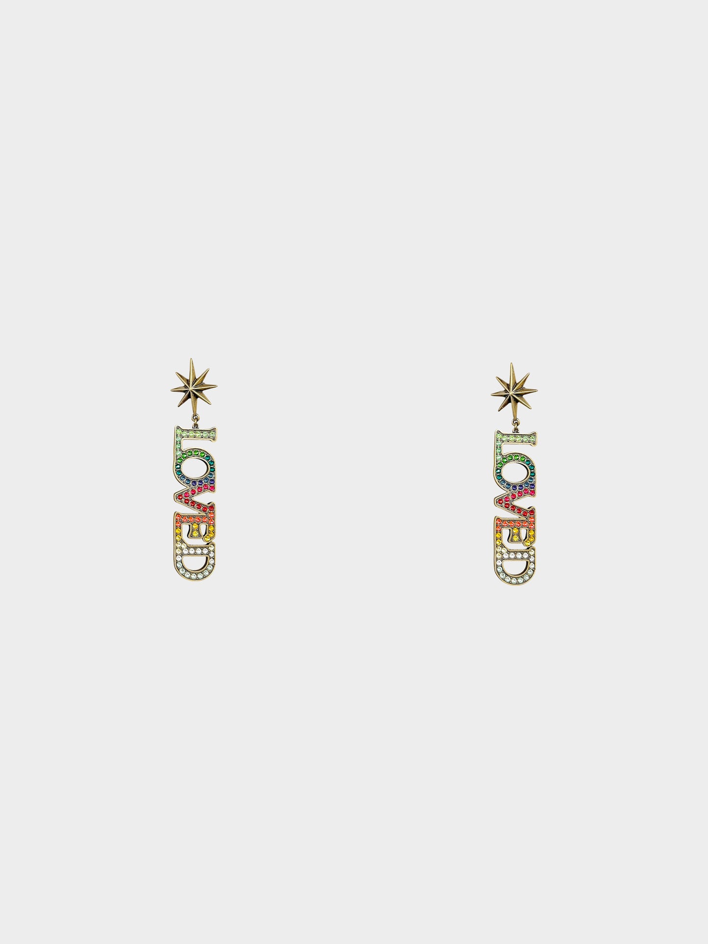Gucci 2010s Multicolor Crystals 'Loved' Drop Earrings