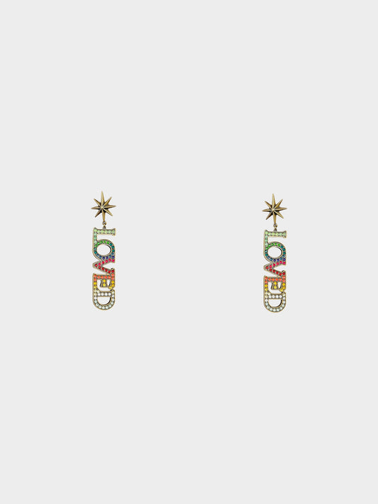 Gucci 2010s Multicolor Crystals 'Loved' Drop Earrings