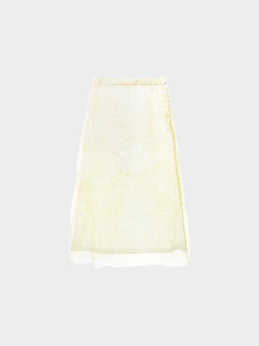 Issey Miyake SS 2011 Rare White and Beige Sheer Swirl Skirt
