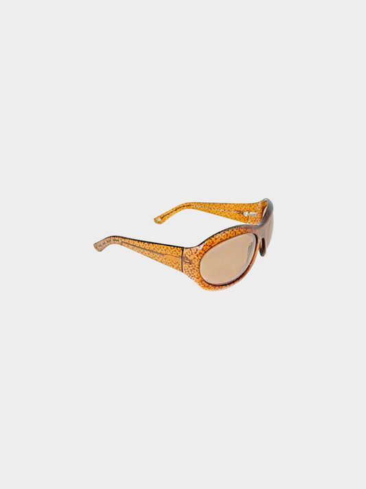 Bottega Veneta 2000s Brown Butterfly Print Translucent Sunglasses
