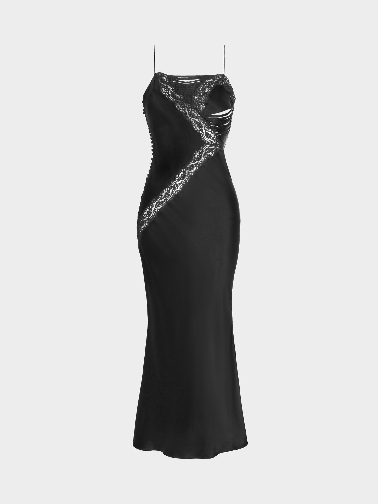 Christian Dior by John Galliano SS 2002 Black Satin and Lace Evening Dress