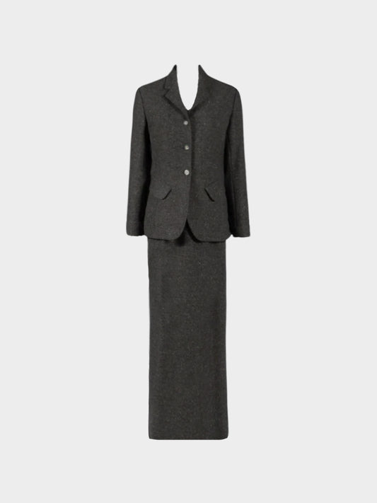 Azzedine Alaïa 1990s Wool Tweed with Multicolored Speckled 3-piece Suit Set