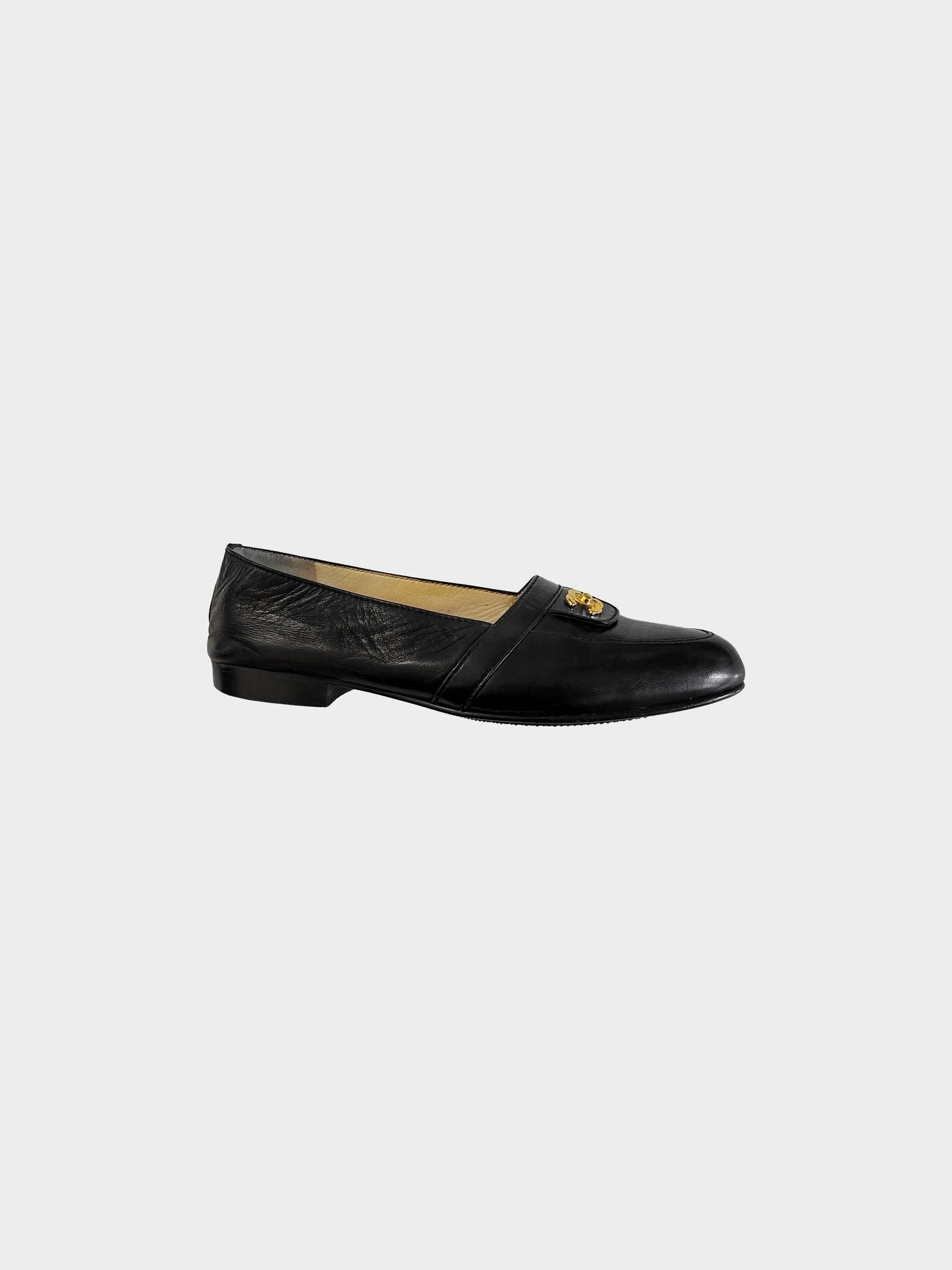 Chanel SS 1996 Black Lambskin Leather Loafers