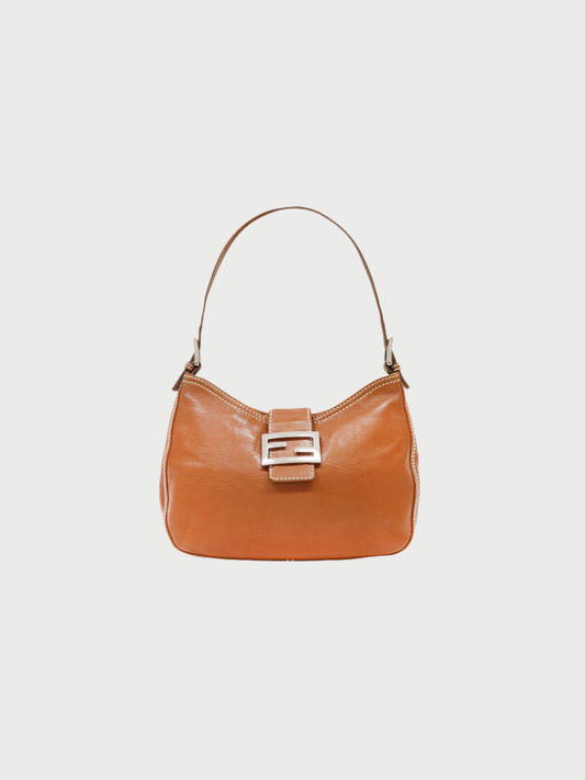 Fendi 2000s Brown Leather Mamma Baguette Bag
