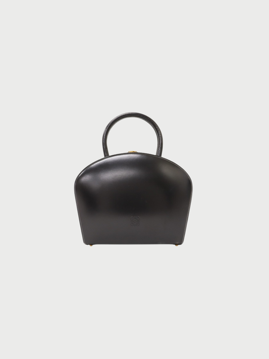 Loewe 2010s Black Leather Anagram Handbag
