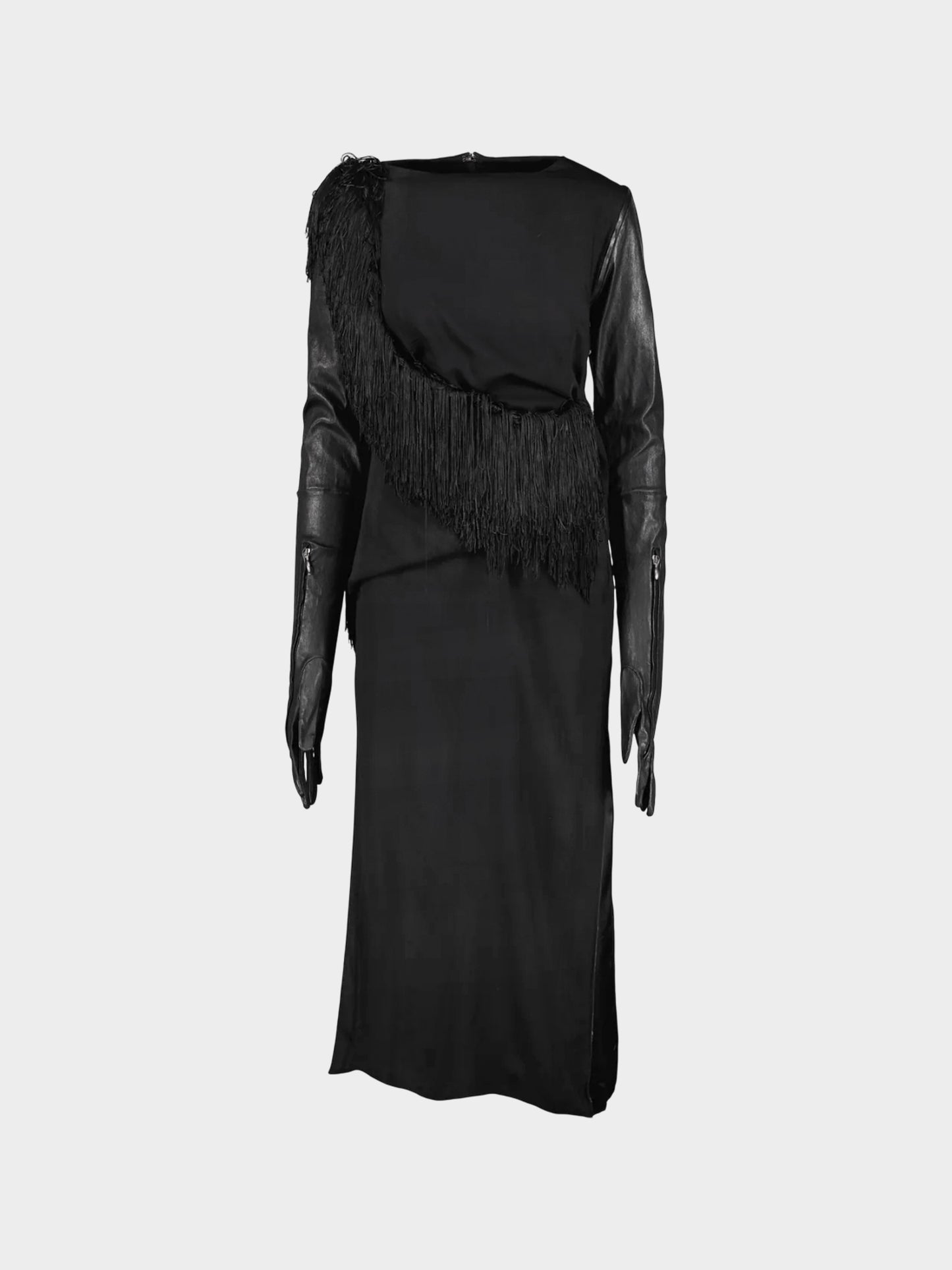 Maison Martin Margiela FW 2011 Runway Black Jacket Overlay Long Dress with Glove Sleeves