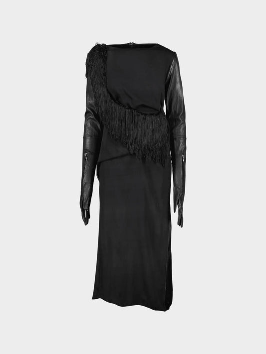 Maison Martin Margiela FW 2011 Runway Black Jacket Overlay Long Dress with Glove Sleeves