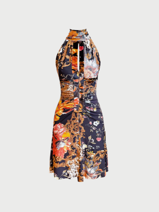 Roberto Cavalli FW 2005 Multicolor Floral Baroque Stretch Dress