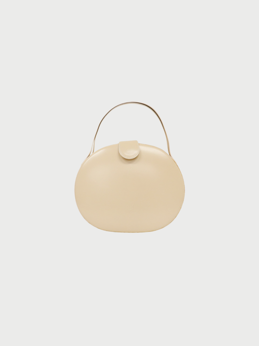 Loewe 2000s Ivory Leather Anagram Round Handbag