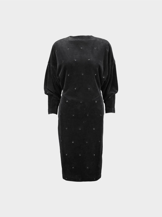 Azzedine Alaïa FW 1983 Black Velvet Metal Studded Dress