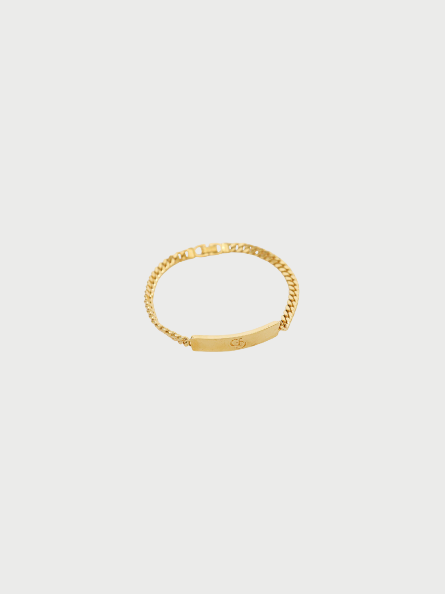 Christian Dior 2000s Gold Plated Metal Logo Plate Chain Bracelet
