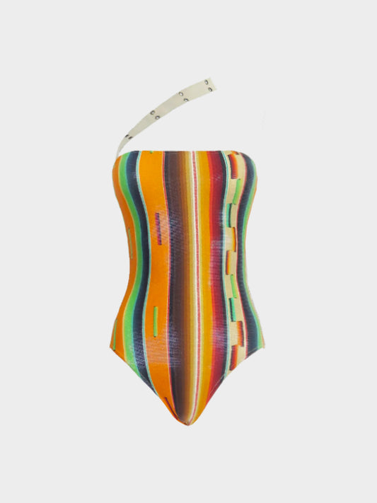 Christian Dior by John Galliano SS 2002 Multicolor Stripe Swimsuit