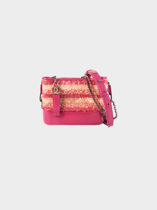 Chanel 2018-2019 Pink Sequins Gabrielle Small Shoulder Bag