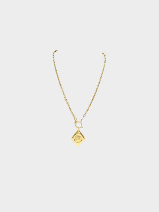 Chanel 1990s Gold Plated COCO Mark Pendant Necklace