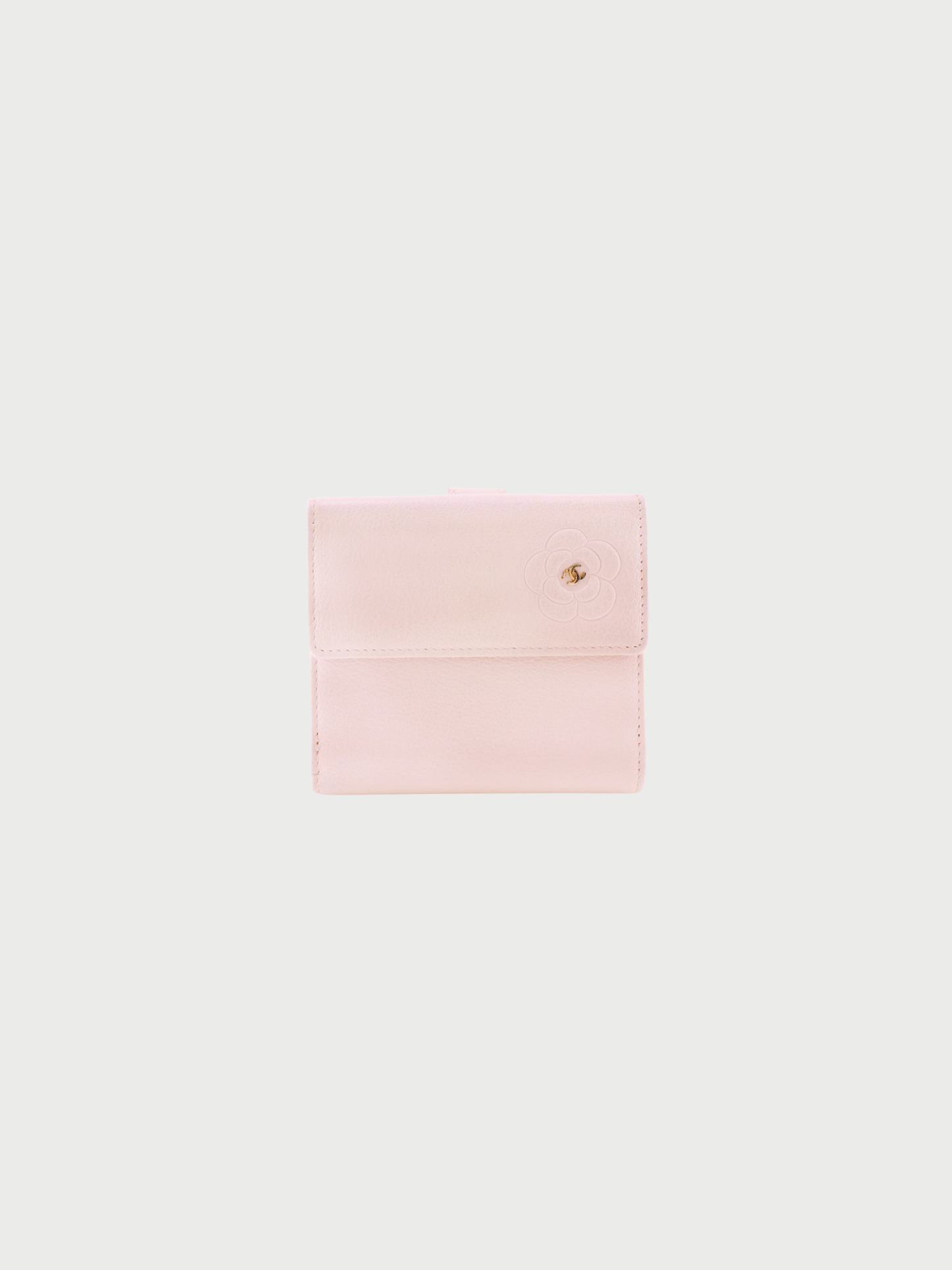 Chanel 2000s Pink Leather Camellia Bi-Fold Wallet