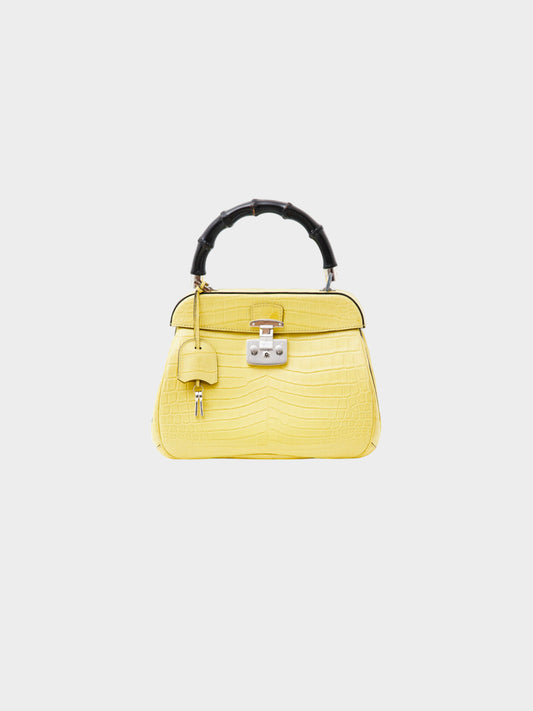 Gucci FW 2013 Yellow Crocodile Leather Lady Lock Bag