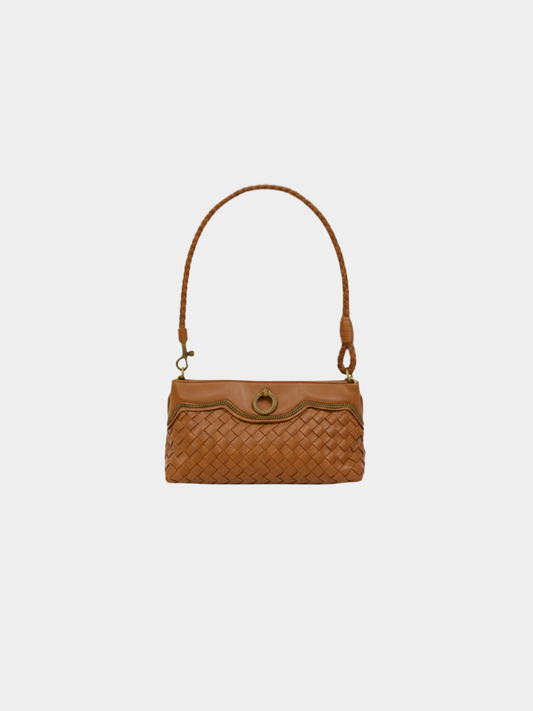 Bottega Veneta 2000s Brown Intrecciato Leather One Shoulder Bag