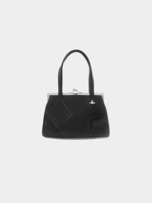 Vivienne Westwood 2010s Black Metal Frame Leather Bag
