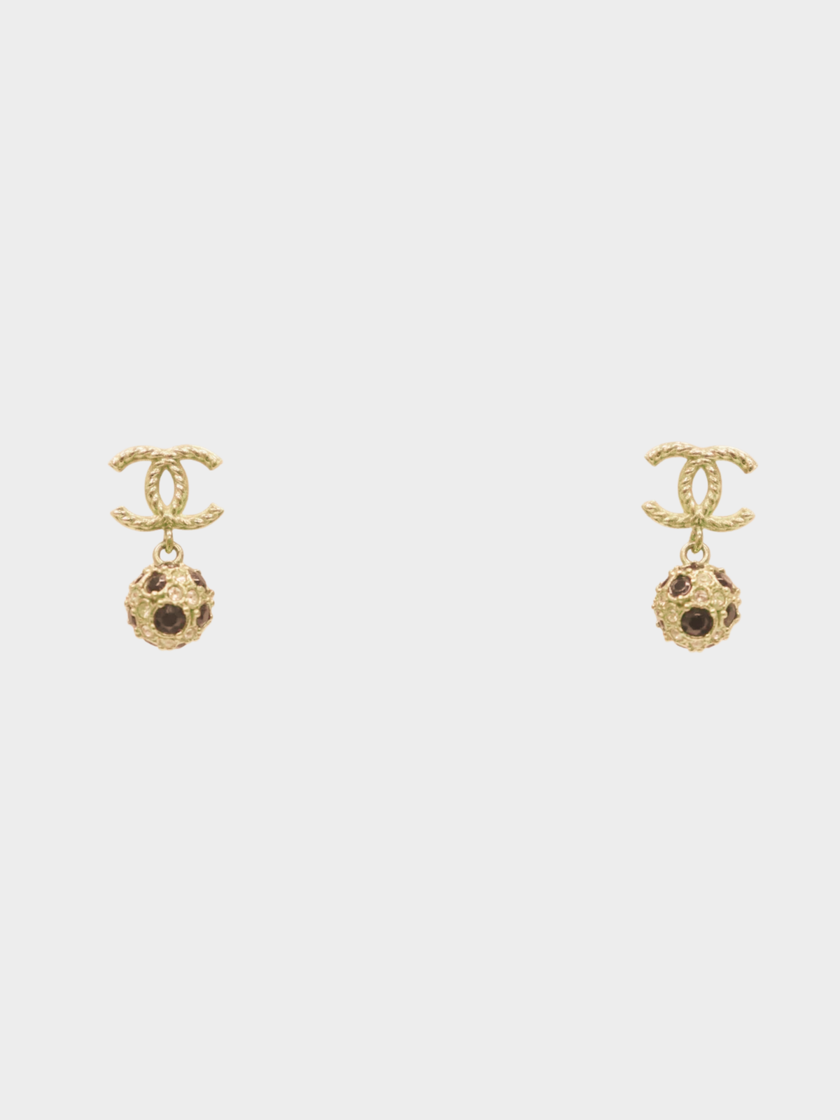 Chanel 2000s Gold Black Coco Swing Earrings