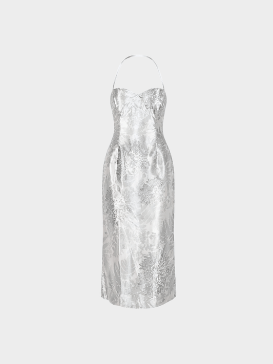 Chloe by Stella McCartney FW 2001 Iridescent Floral Printed Metallic Dress