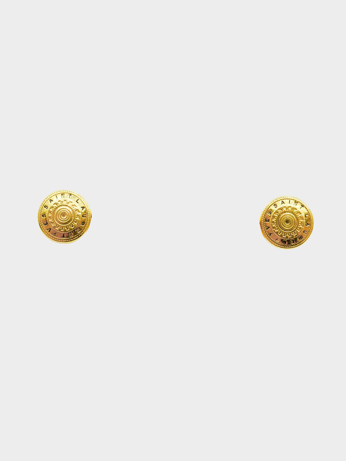 Yves Saint Laurent 1990s Gold Engraved Button Clip-On Earrings