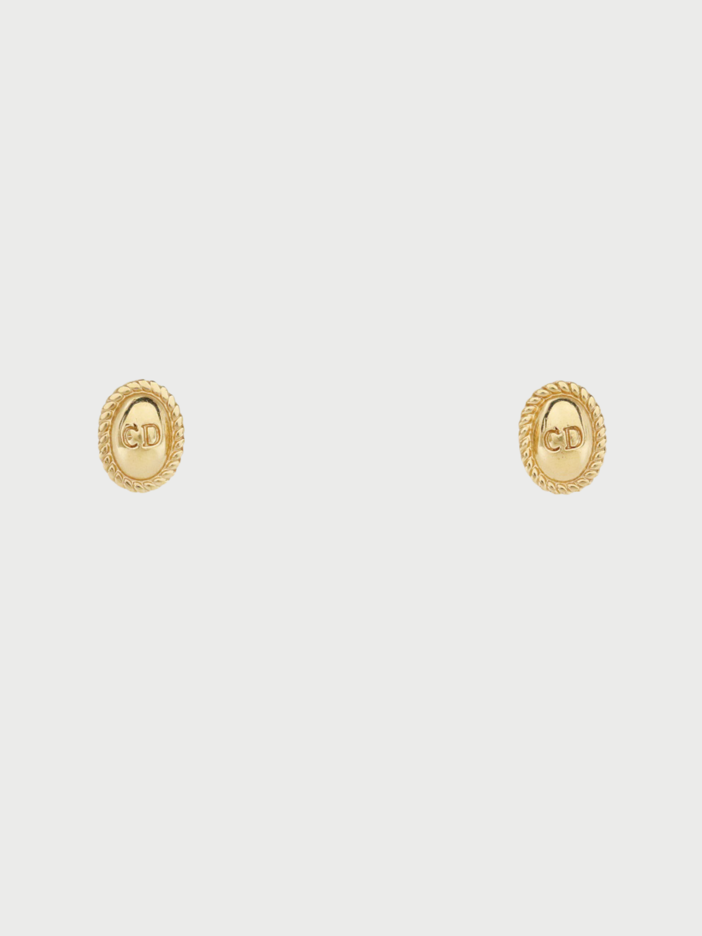 Christian Dior 2010s Gold Plated Metal CD Oval Earrings