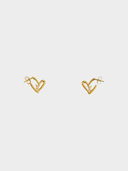 Louis Vuitton 2020s Gold Fall in Love Heart Earrings