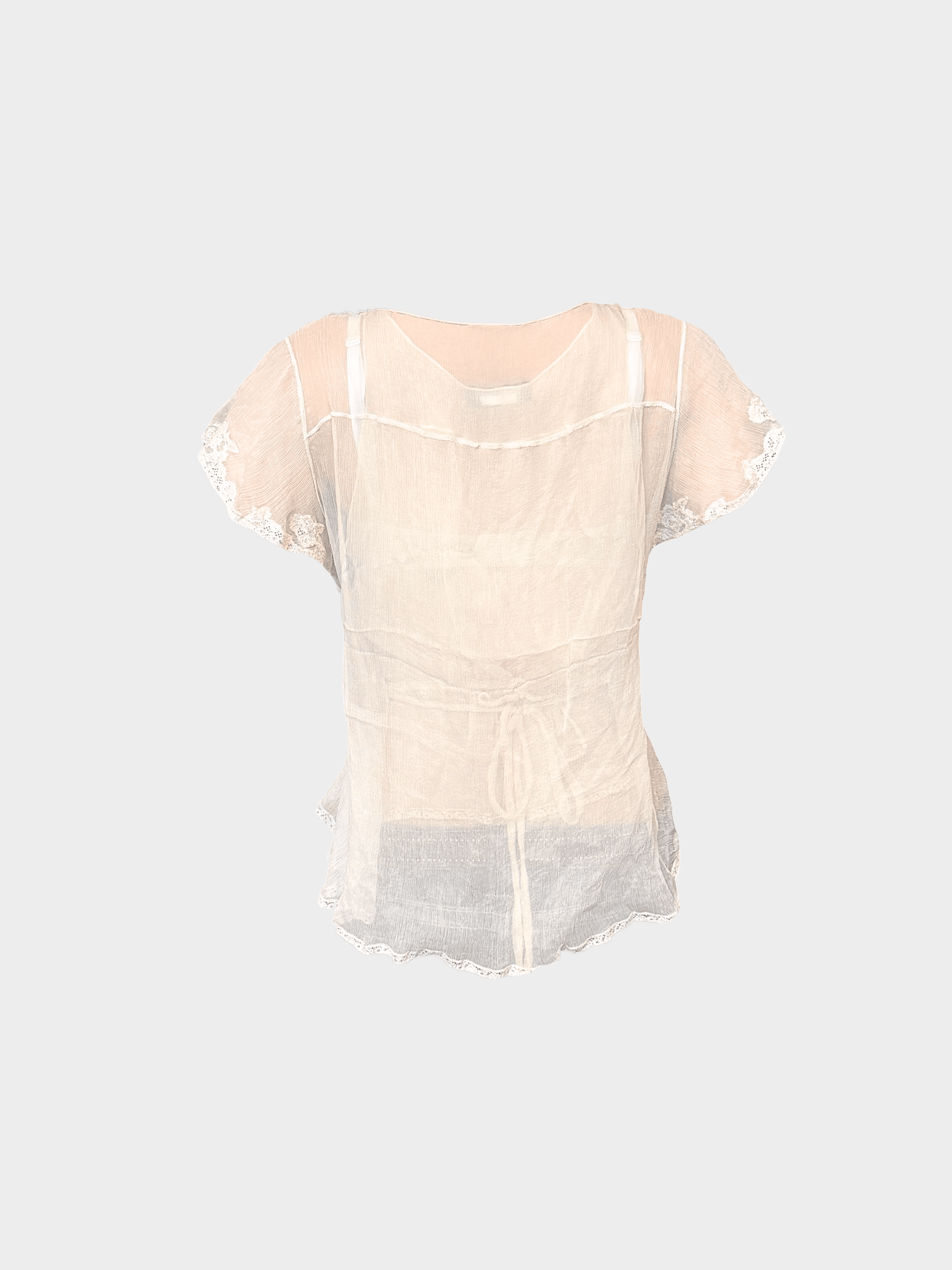Lolita Lempicka 1990s Sheer Cream Lace Blouse
